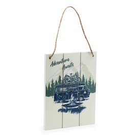 Volkswagen 1H2087002 Wooden Sign VW T2 Sign Accessories Bulli Adventure Awaits Wall Picture