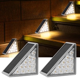 Ulsam 2pcs Solar Step Lights, 13 LEDs Solar Step Lights Outdoor, IP68 Waterproof Solar Deck Lights Decoration Lights, Auto On/Off for Ground Front Porch Decor Yard Pathway Garden Walkways
