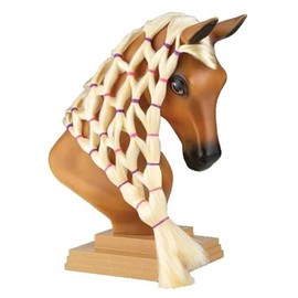 Breyer Horses Mane Beauty Horse Styling Head|Sunset|Blonde Extra-Long Silky No Tangle Mane | 10" x 4.25" x 4.25" | Styling Book, Brush, Hair Coils, Hair Clips, Elastics|Horse Toy|Model #7402 , Black