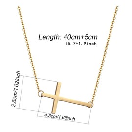 Q&D&S 14K Dainty sideways cross necklace for women Cute Faith Cross Necklace Sideways Cross pendant Necklace Everyday Jewelry (GOLD)