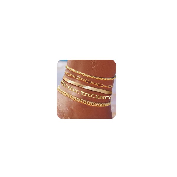 Plus Size Gold Ankle Bracelets for Women Big Ankles, 11"+2"