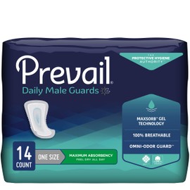 Prevail Male Incontinence Guards, Maximum Absorbency, 14 Count
