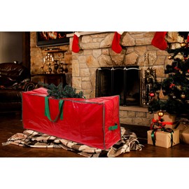 Christmas Tree Storage Bag - Stores Up To 7.5 Foot Disassembled Artificial Xmas Tree, Durable Waterproof Material Zippered Storage Container With Carry Handles
