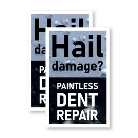 Hail Damage Paintless Dent Repair (2-Pack) 24 Inch x 36 Inch Vinyl Decals | Sign Insert Peel & Stick Decals Stickers Window Signs | Auto Repairs, Expert Mechanics, Quality Service | Made in USA