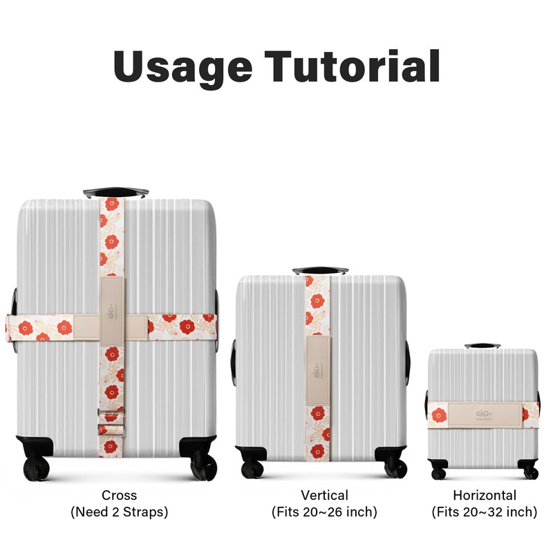 Ekax Luggage Straps for Suitcases, Adjustable Luggage Elastic Belt, Travel