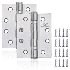 2 Pcs Door Hinges 4 inch(100 x 75 x 2.5 mm) Satin Nickel Hinges Ball Bearing External Door Hinges Internal Heavy Duty Outdoor Hinges for Wood