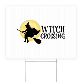 CafePress WITCH CROSSING Yard Sign, Vinyl Lawn Sign, 22" w x 18" h