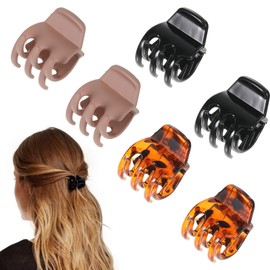6 x 3,5 cm mittelgroße Haarklammern, für Haarklauen, für Damen, Mini-Haarspange, rutschfest, für dickes und feines Haar (Braun und Schwarz)