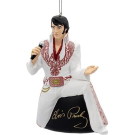 Rock and Roll King Elvis Singer Glass Christmas Ornament