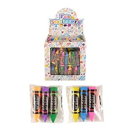 HENBRANDT 6 x Crayon Erasers 3pc Novelty Rubber Set (18pc Total) for Party Bag Fillers Lucky Dip Class Gifts Stationery Supplies Kids Stationery for Girls and Boys