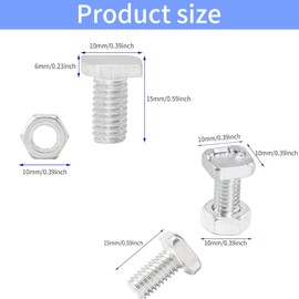 Greenhouse Nuts and Bolts, 100 Sets Aluminium Greenhouse Screws (50 Sets Each of T-Shaped Nuts and Bolts and Square Nuts and Bolts) Essential Accessories for Greenhouse Maintenance