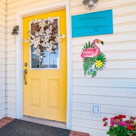 dreamskip Decoración de pared de flamenco rosa, arte de pared de metal para exteriores, regalos de flamenco para mujer, decoración para jardín, patio, fiesta