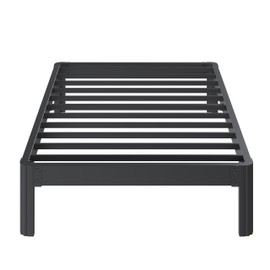 ZIYOO 18 Inch Twin Size Metal Bed Frame, Heavy Duty Sturdy Platform with Steel Slat Support, No Box Spring Needed, Easy Assembly, Noise-Free Design, Under Bed Storage Space, Black