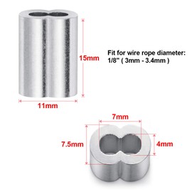 150PCS 1/8" Aluminum Crimping Loop Sleeve for Wire Rope and Cable