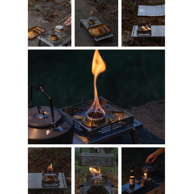 Camping Moon Alcohol Burner, Multi-Cloth Trivet, Storage Bag Included, Stainless