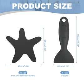 PATIKIL 24 Pcs Non Slip Bathtub Stickers, Anti Slip Shower Stickers with Scraper Bathroom Shower Floor Decals Star Shape Cute Treads Tubs, Black