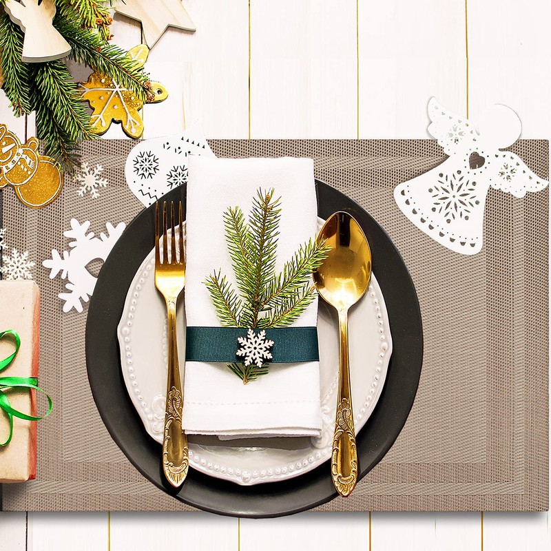 Heat-Resistant Crossweave Woven Dinning Table Set of 8 Placemat PVC