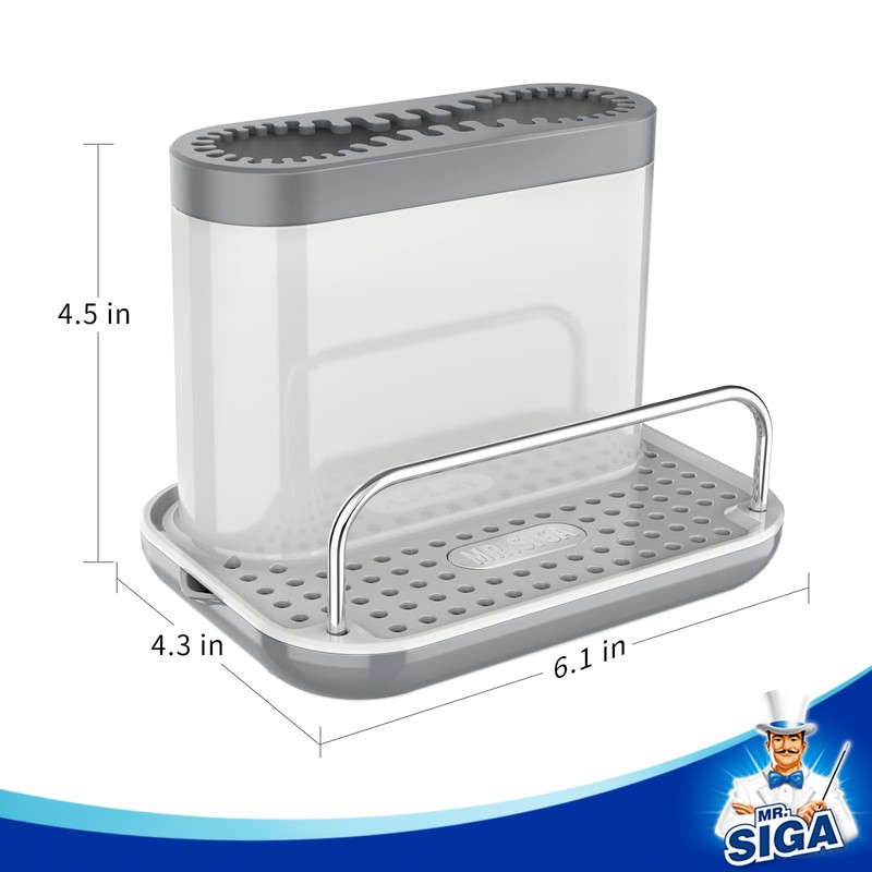 MR.SIGA Sink Caddy, Kitchen Sink Organizer Sponge Brush Holder with