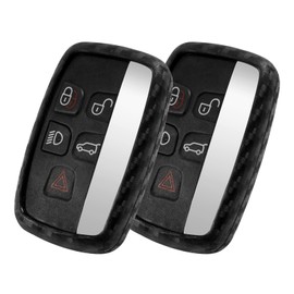 WORCAS 2 Pcs Key Fob Case Carbon Fiber Pattern Silicone Cover Compatible with Jaguar F-PACE F-Type XE XF XFR XJ Compatible with Range Rover EVOQUE Sport 5 Universal Button Keyless Entry Remote