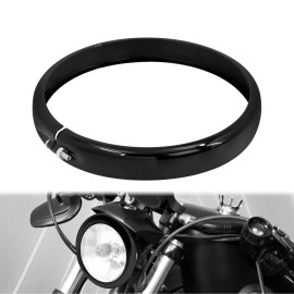HCMOTORKU 5.75" Black Headlight Lamp Trim Ring For Harley Sportster Softail Breakout 94-23