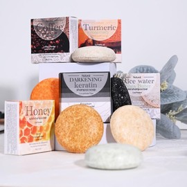 DLZZRS Bamboo Charcoal Shampoo Bar - Deep Cleansing, Moisturizing Dry Hair with Natural Solid Soap and Organic Powder, Glycerin, All Hair Types, 2.1oz