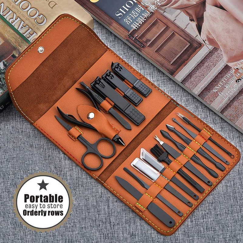 Gifts for Men/Women, Stainless Steel Manicure Set with PU leather