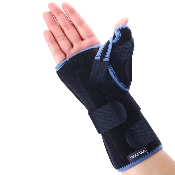 Velpeau Wrist Brace with Thumb Spica Splint for De Quervain's Tenosynovitis, Carpal Tunnel Pain, Stabilizer for Tendonitis, Arthritis, Sprains & Fracture Forearm Support Cast (Regular, Right Hand-L)