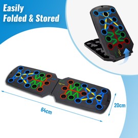 Foldable Push Up Board, 14 in 1 Press Up Boards, Equipment Fitness Training, Anti Slip Push Up for Men Women Home Workouts, Includes Resistance Bands