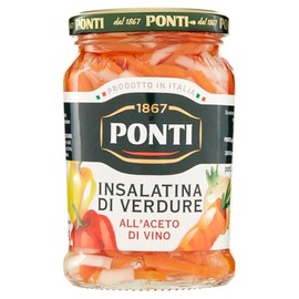 Ponti, Insalatina di Verdure all'Aceto di Vino, Fresco Mix di Verdure Croccanti, Condimento Ideale per Insalate di Verdure o come Antipasti, 100% Made in Italy, 290 gr