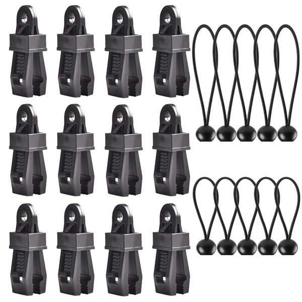12 x tarpaulin clips, heavy duty with 10 x tarpaulin