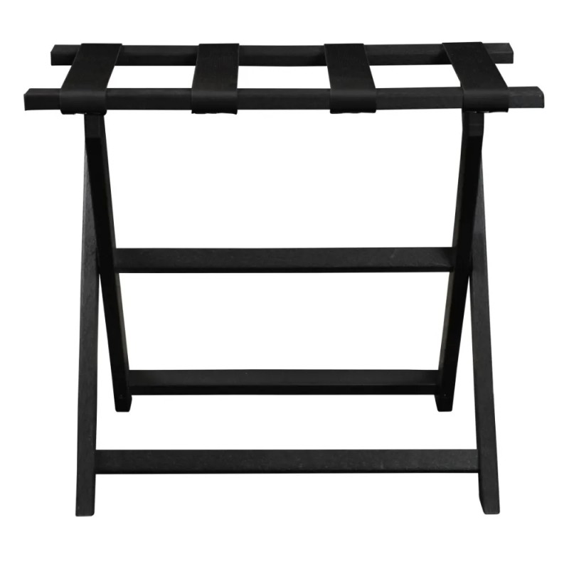 Homeroots Earth Friendly Black Folding Luggage Rack With Black Straps