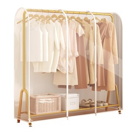 Clear Garment Rack Cover with Zipper Clothes Hanging Rack Cover Dustproof Waterproof Clothing Storage Protector (71x20x60 inch)
