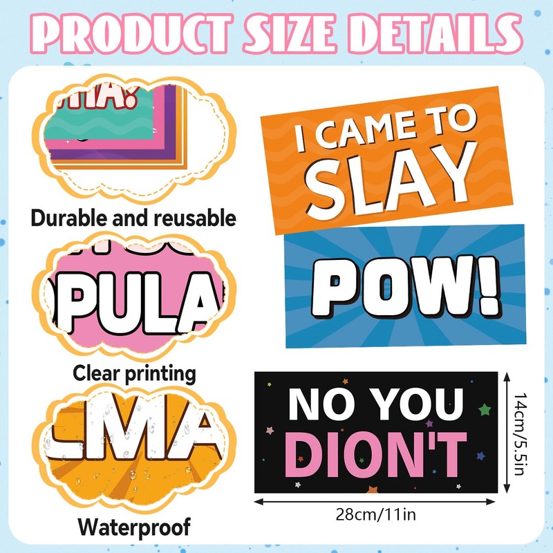 24 Double Sided Photo Booth Props 11x5.5in,Birthday & Party Decor