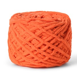 Fluffy Chenille Chunky Yarn for Crocheting 100g(65.6yd) - Baby Yarn for Crocheting Soft - Velvet Yarns for Crochet Blanket - Amigurumi Crochet Yarns (Orange)