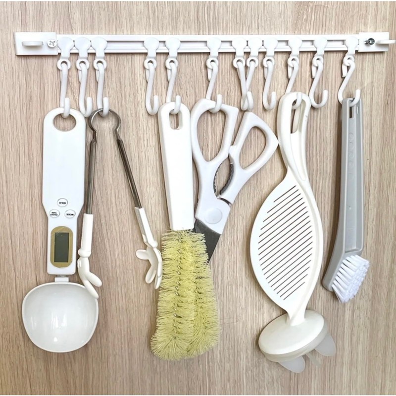 TTYGRHQ 2Pcs Multifunctional Slide Rail Hook, Adhesive Wall Hooks Rack