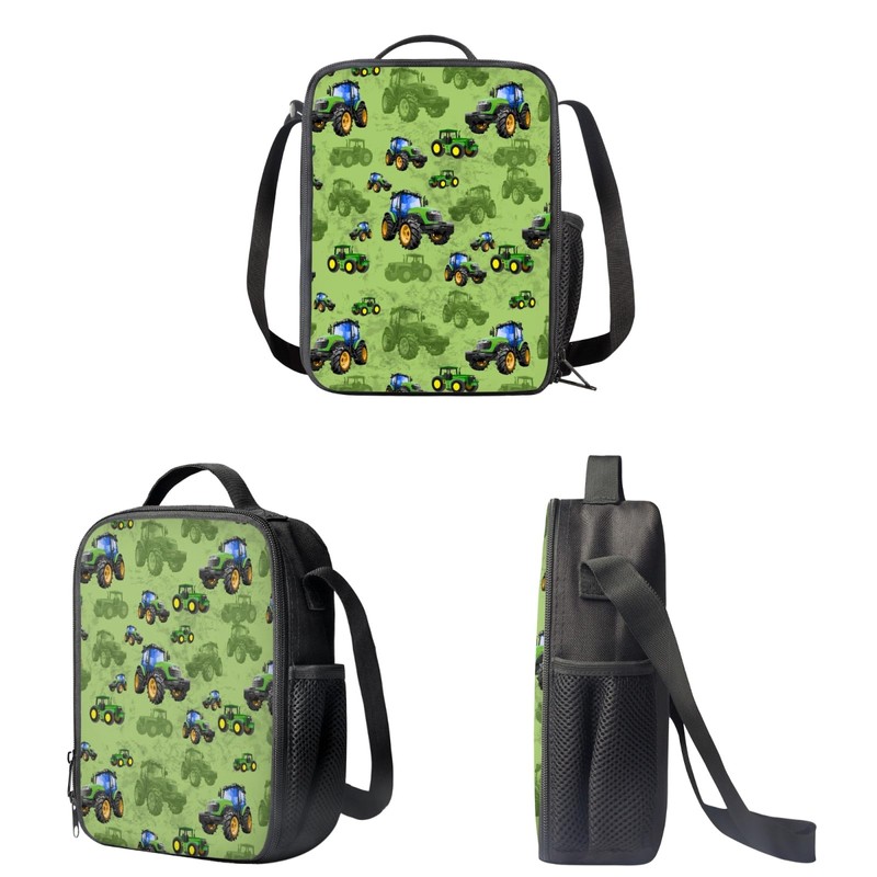 JOAIFO Green Jeep Print Backpack for Boys 8-12 Lunch Box