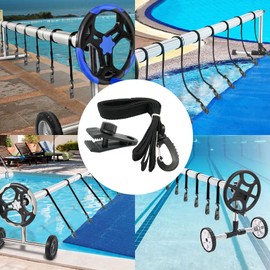 Gbformat Set of 8 retaining straps and 8 clips, accessories for pool reel device, fastening straps for mobile reel system for pool tarpaulins/mobile solar foil/covers pool film