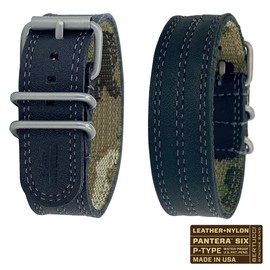 BERTUCCI Men's Obsidian Black Gray 22mm Nylon and Leather Stitch Watch Band
