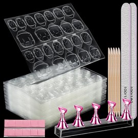 Teenitor 20 Sheet Nail Adhesive Tabs With Stand for Press Ons, Double Sided Glue Stickers, Sticky Tabs for Nails With File