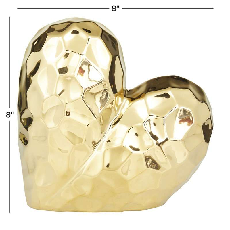 Deco 79 Porcelain Heart Sculpture, 8" x 3" x 8",