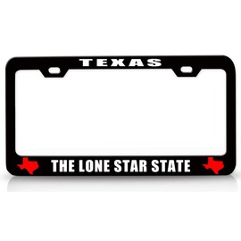 Customola Texas The Lone Star State Texas Map Style Steel Metal License Plate Frame Bl # 83