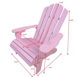 TRIPLE TREE Wood Children Adirondack Chair,Ergonomic All-Weather Adirondack Chairs,Durable Lounge Chair Outdoor for Garden,Lawn,Indoor,Pink