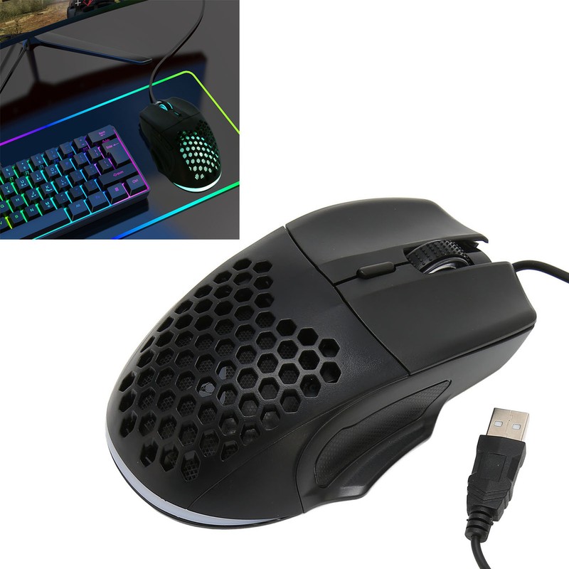 Honeycomb Mouse RGB Wired Gaming Mouse Lightweight Quick Answer RGB