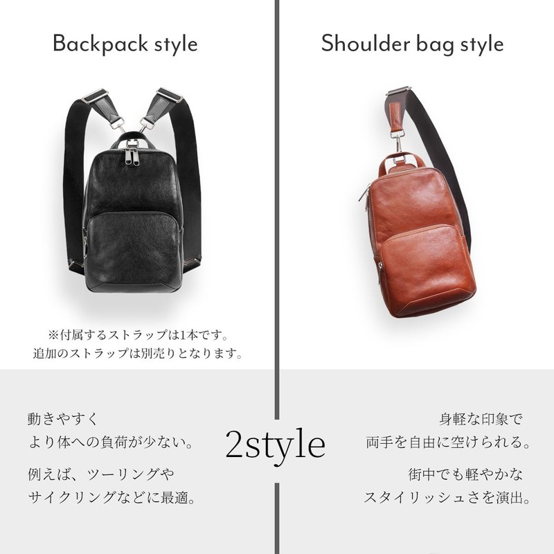 Dom Teporna Body Bag, Genuine Italian Leather, Compact, Ambidextrous, Storage,