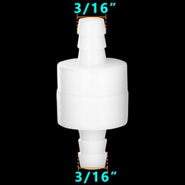 Feelers 3/16" (4MM) One Way Inline Check Valve Non-Return One-Way Air Water Gas Check Valve Ozone Resistance PVDF, Pack of 4