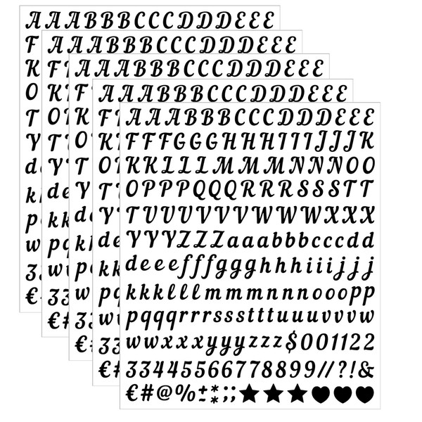 0.5 inch Small Letter Sticker, Black Vinyl Self Adhesive Alphabet