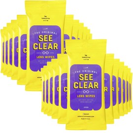 Wipemart See Clear Original Lens Cleaning Wipes - Pre-Moistened Eyeglass & Screen Cleaning Cloth Towelettes - Streak Free, Scratch Free Lens & Electronic Screen Cleaner - 24 Resealable Packs of 16
