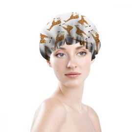 Ceutoiy Shower Cap Giraffe Pattern Seamless Africa Wild Animal on White Background Waterproof Shower Cap Adult Hair Cap for All Hair