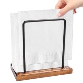 AKONE Metal Napkin Holder, Wooden Napkin Holder, Napkin Dispenser for Table, Wooden Napkin Stand, Napkin Holder, Napkin Holder for Worktop, Table Decorations, Kitchen Accessories