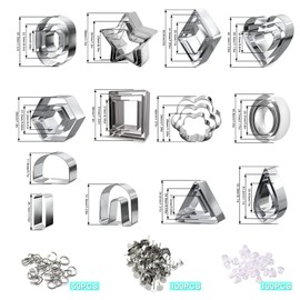33 Pieces Polymer Clay Shape Cutters Kit, MaehSab Clay Earring Cutters for Polymer Clay Jewelry Making Set, with 50 Stainless Steel Earring Posts, 100 Jump Rings and Earring Backs